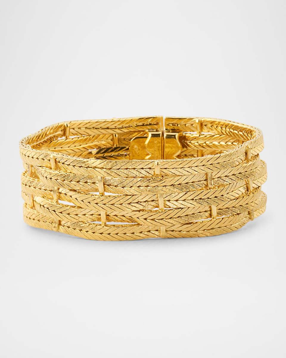 Estate Buccellati 18K Yellow Gold 5 Row Chevron Bracelet, 6.5"L